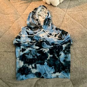 Tie die blue black and white hoodie kid xl